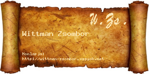 Wittman Zsombor névjegykártya